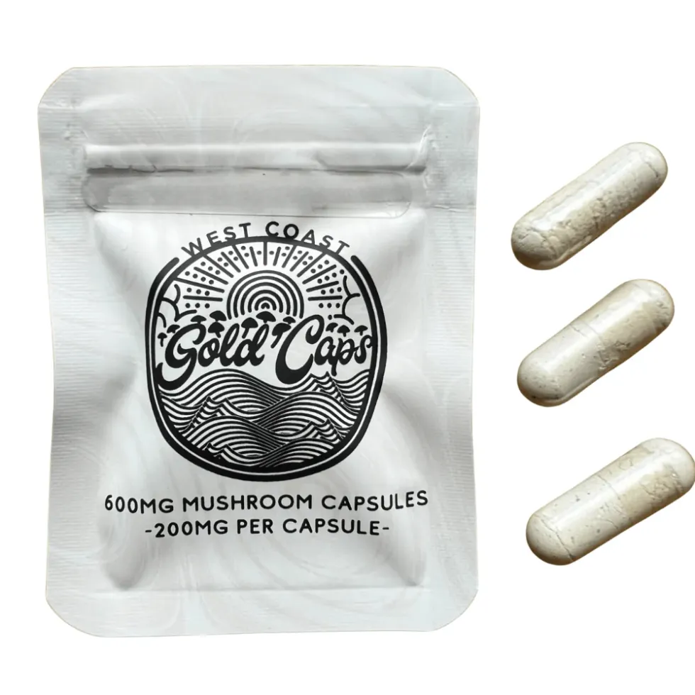 West Coast Gold Caps Mushroom Capsules 600mg